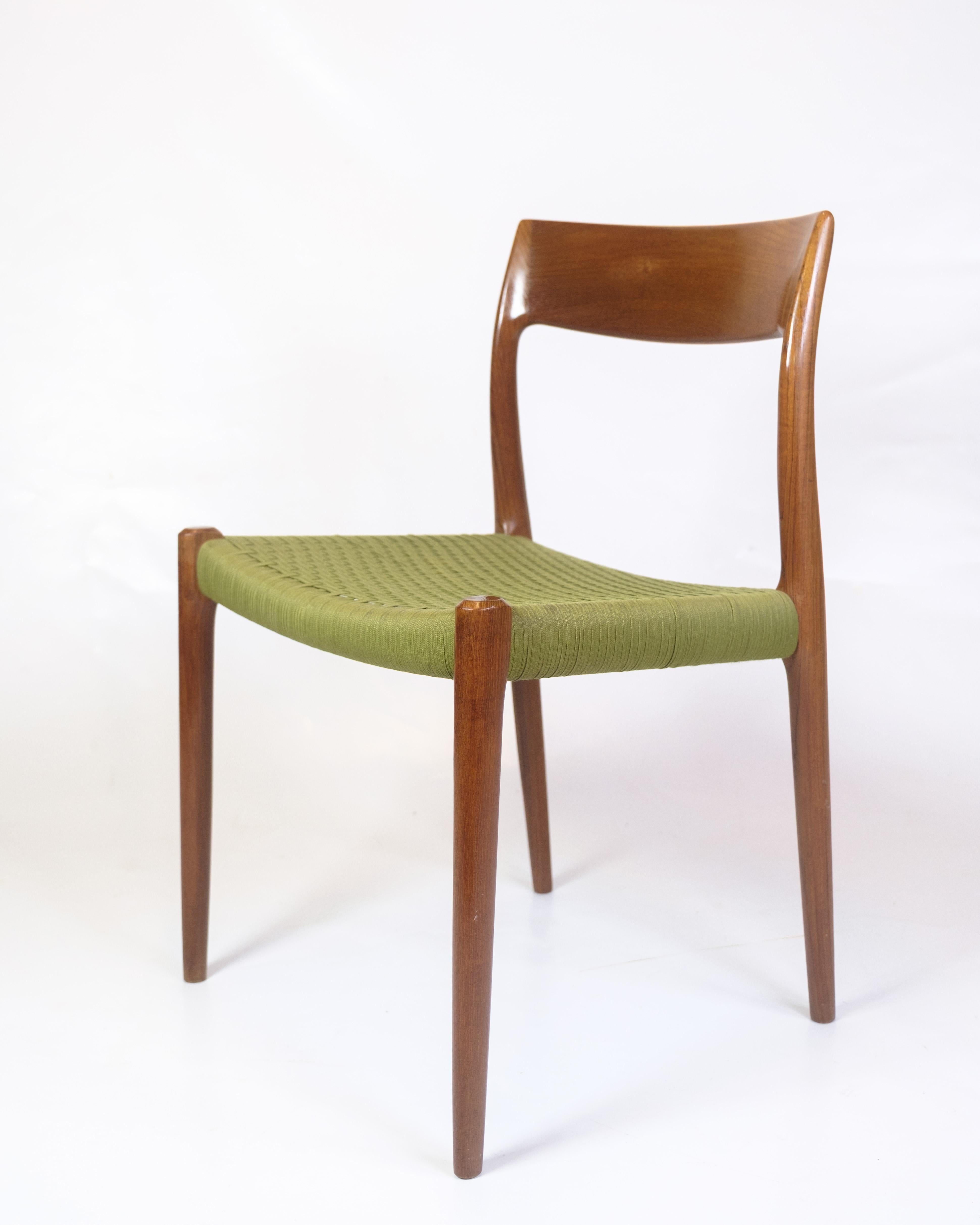 Mid-Century Modern Set Of Six Dining Chairs Model 77 Made In Teak By Niels O. Møller From 1960s For Sale