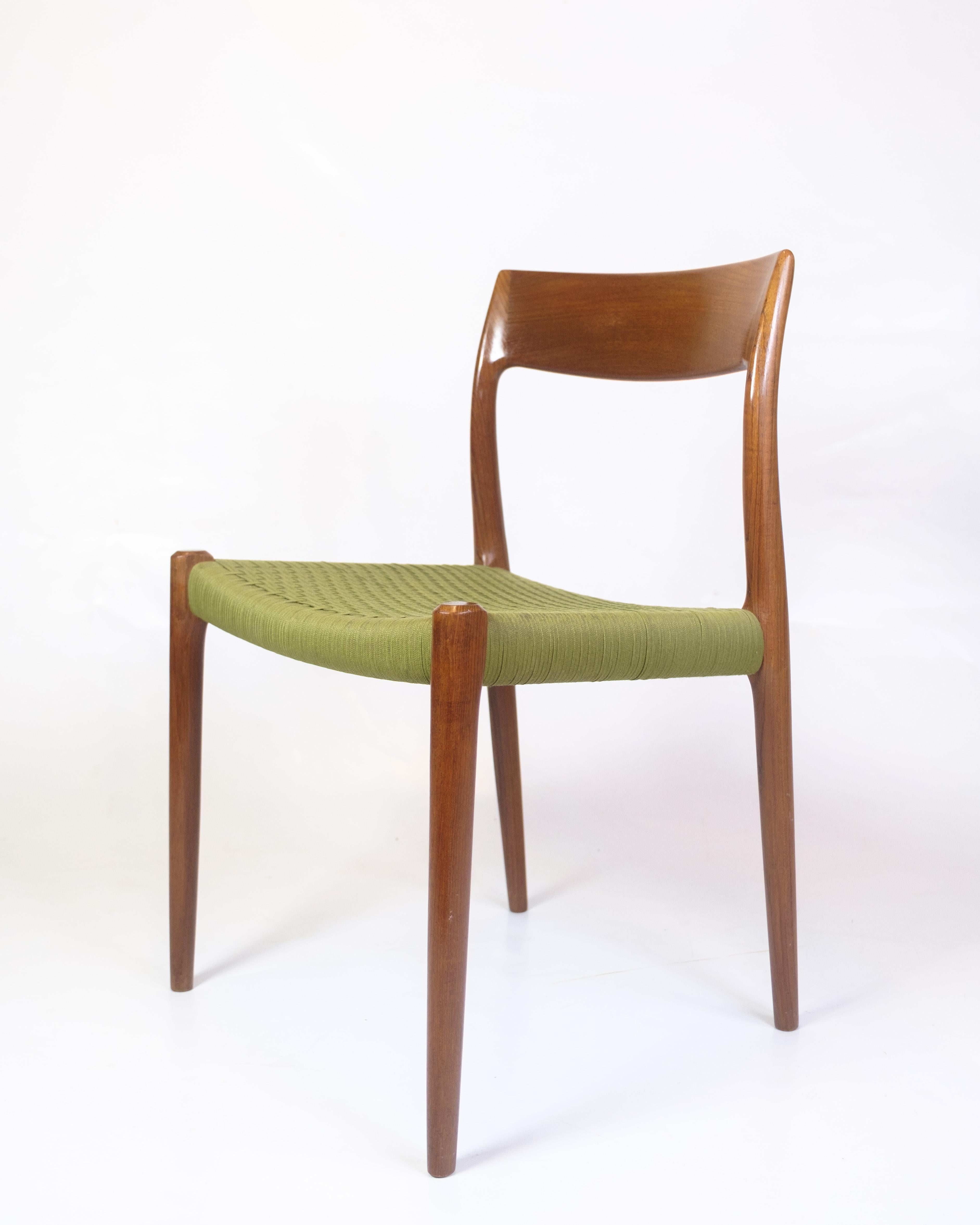 Danish Set Of Six Dining Chairs Model 77 Made In Teak By Niels O. Møller From 1960s For Sale