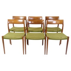 Set Of Six Dining Chairs Model 77 Made In Teak By Niels O. Møller From 1960s