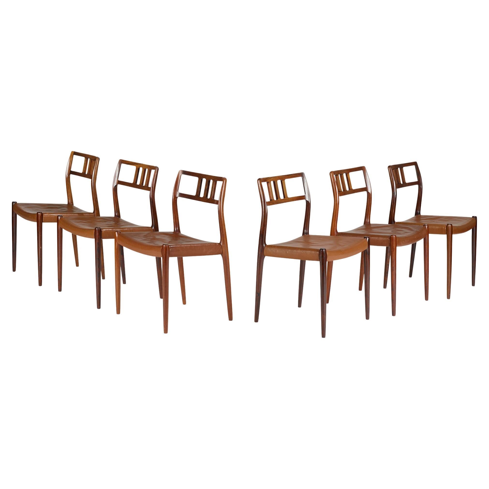 Set of Six Rosewood Niels O. Moller Model 79 Dining Chairs for Jl