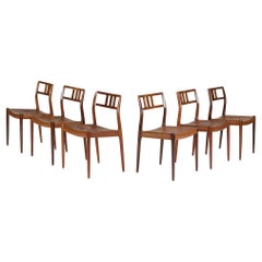 Set of Six Dining Chairs Model 79 by Niels O. Møller, circa 1960