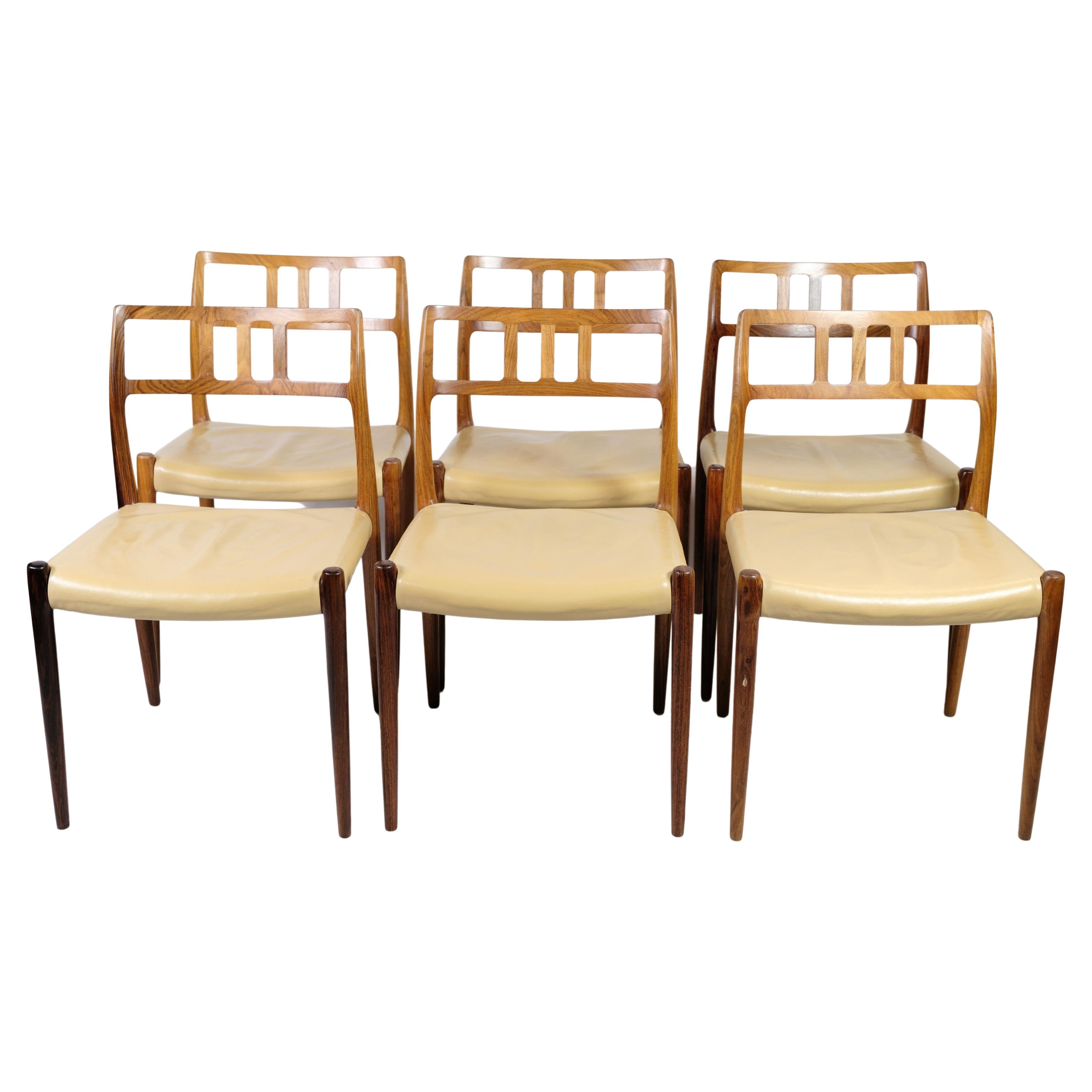 Set of Six Dining Chairs Made In Rosewood Model 79, Niels O. Møller From 1960s