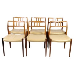 Set of Six Dining Chairs Made In Rosewood Model 79, Niels O. Møller From 1960s