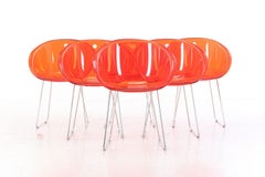 Set di sei sedie da pranzo Model Gliss in policarbonato arancione di Pedrali