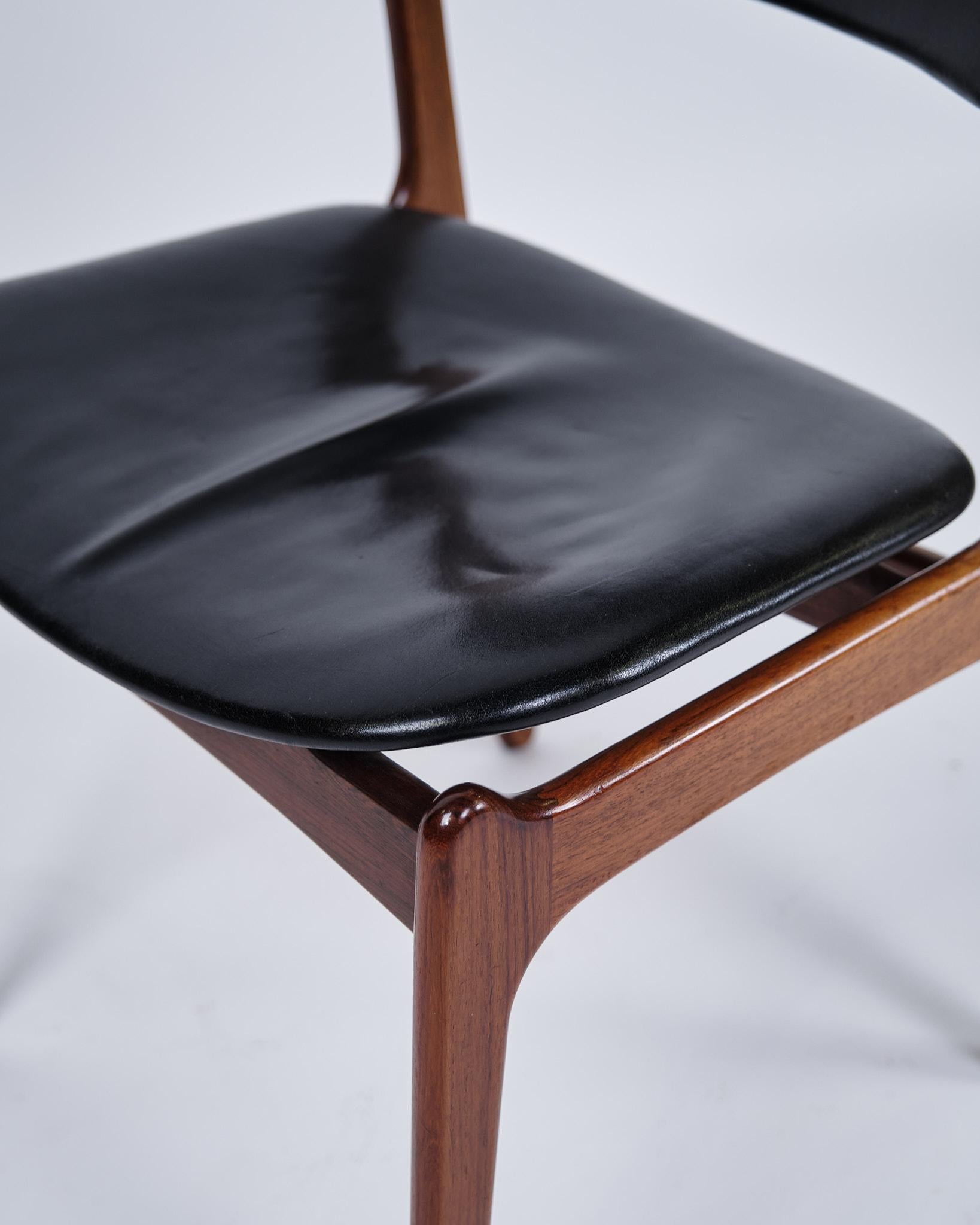 Set di sei sedie da pranzo modello OD 49 in palissandro e pelle nera di Erik Buch In condizioni buone in vendita a Lejre, DK
