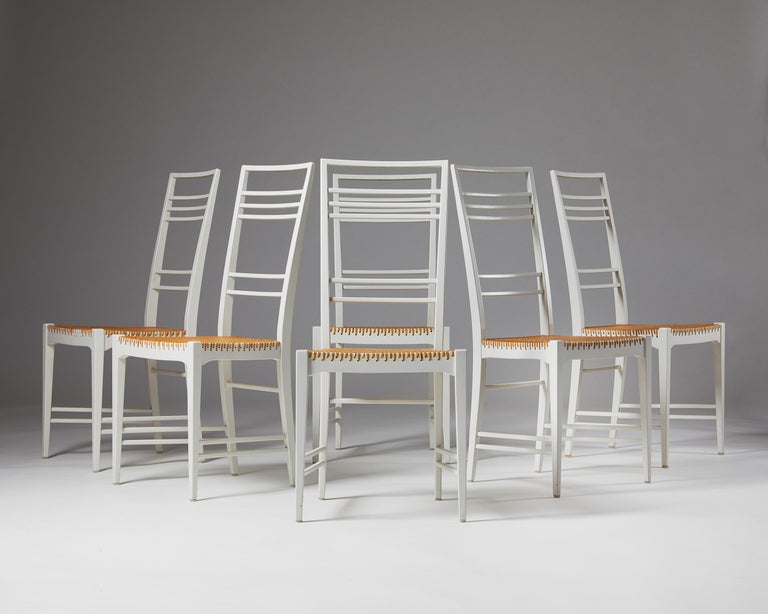 Swedish Set of Six Dining Chairs “Poem” Designed by Erik Chambert, Sweden. 1953 For Sale