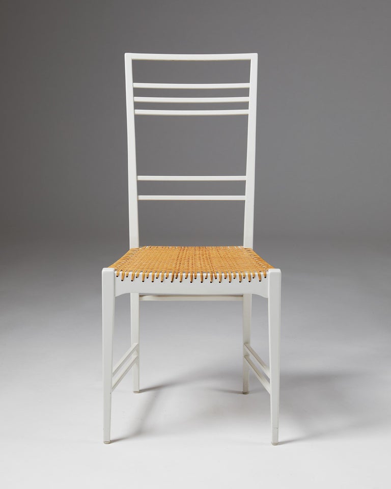 Set of Six Dining Chairs “Poem” Designed by Erik Chambert, Sweden. 1953 In Good Condition For Sale In Stockholm, SE