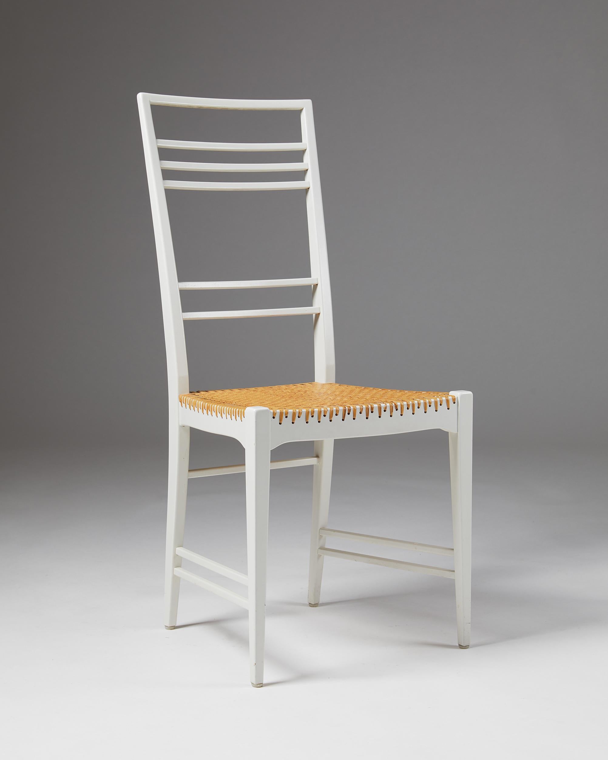 20ième siècle Ensemble de six chaises de salle à manger poème conçues par Erik Chambert, Suède, 1953 en vente