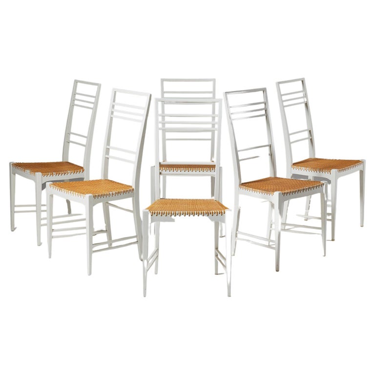 Set of Six Dining Chairs “Poem” Designed by Erik Chambert, Sweden. 1953 For Sale