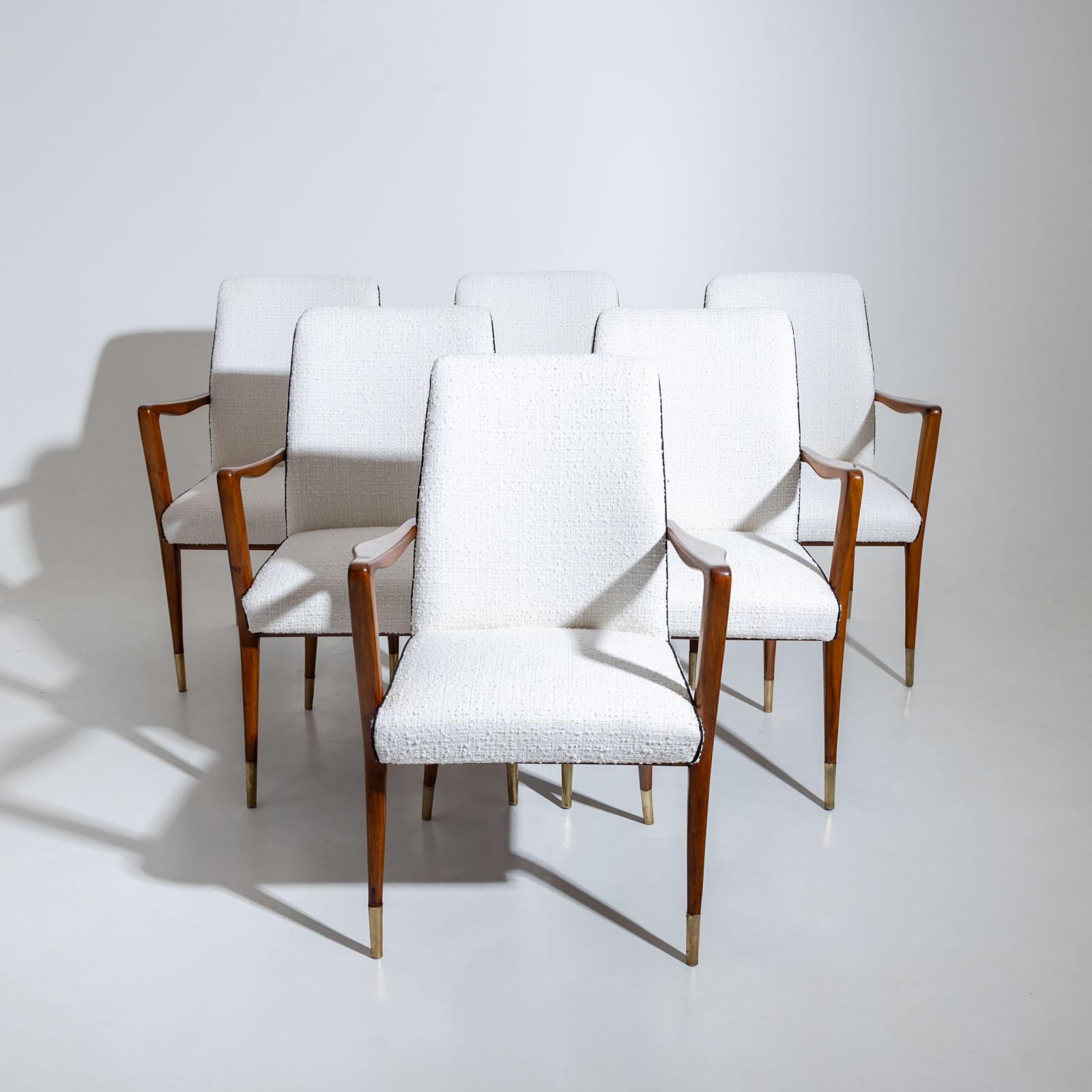 Brass Set of six Dining Chairs, Scandinavia, Mid-20th Century  For Sale