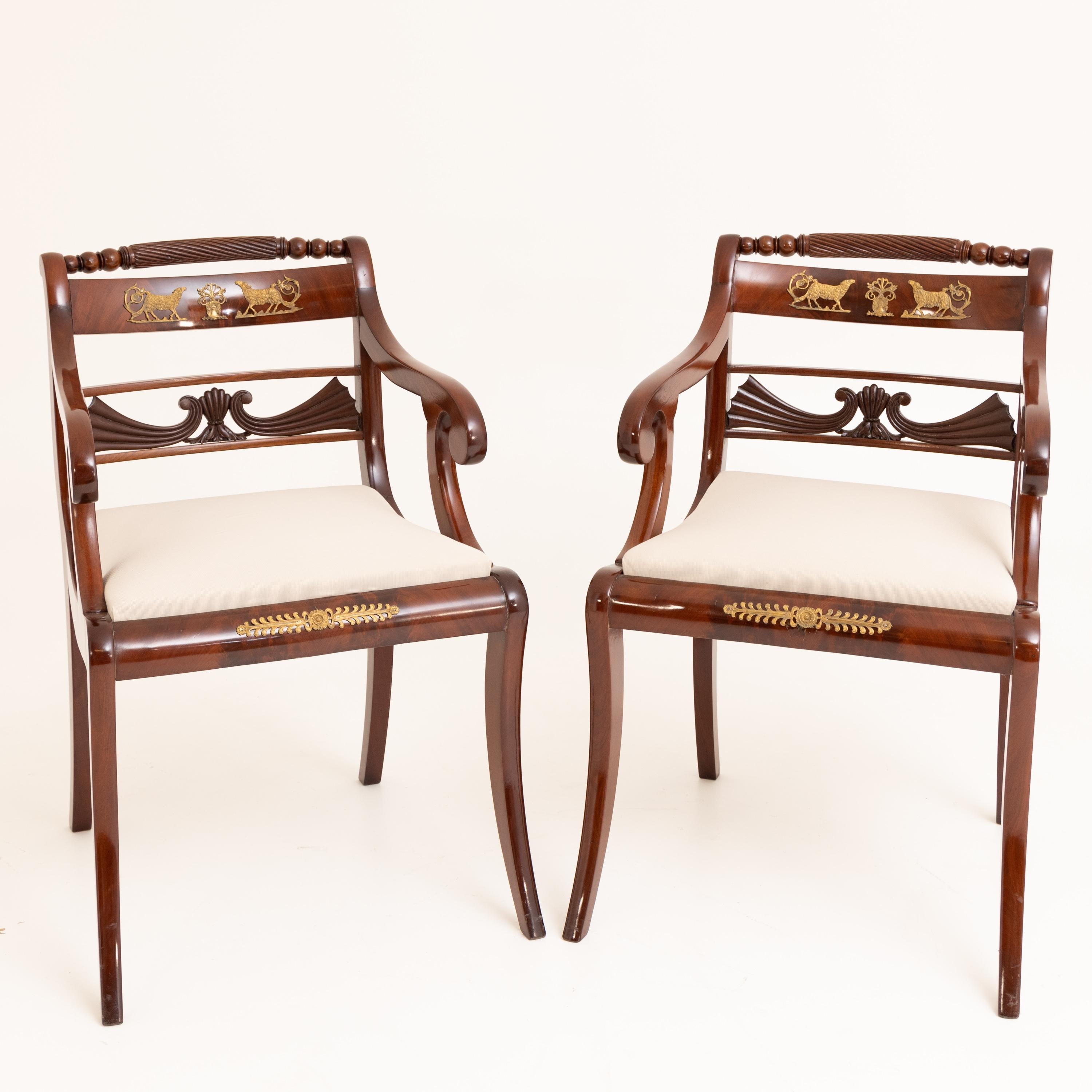 Set of Six Dining Room Chairs and Armchairs, Mahogany, Northern Germany 6