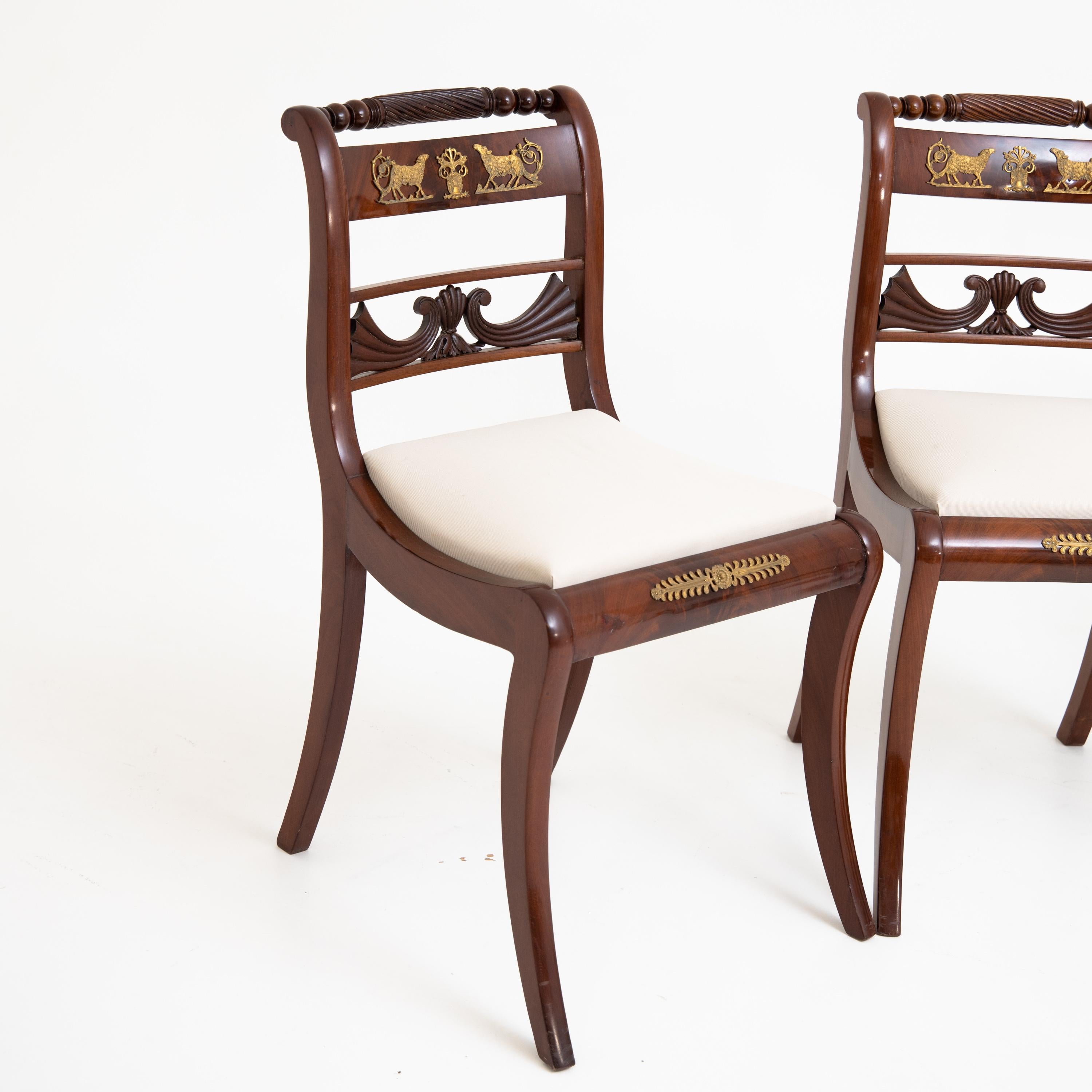 Biedermeier Set of Six Dining Room Chairs and Armchairs, Mahogany, Northern Germany