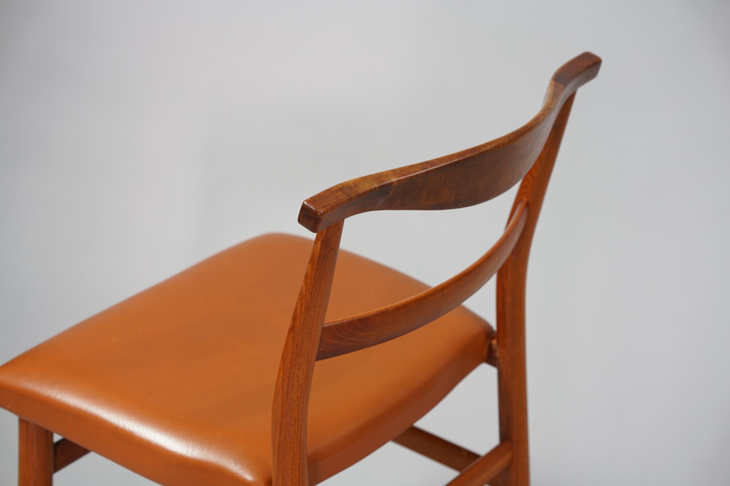 Leather Set of Six Dining Room Chairs by Olof Ottelin, 1950s/1960s