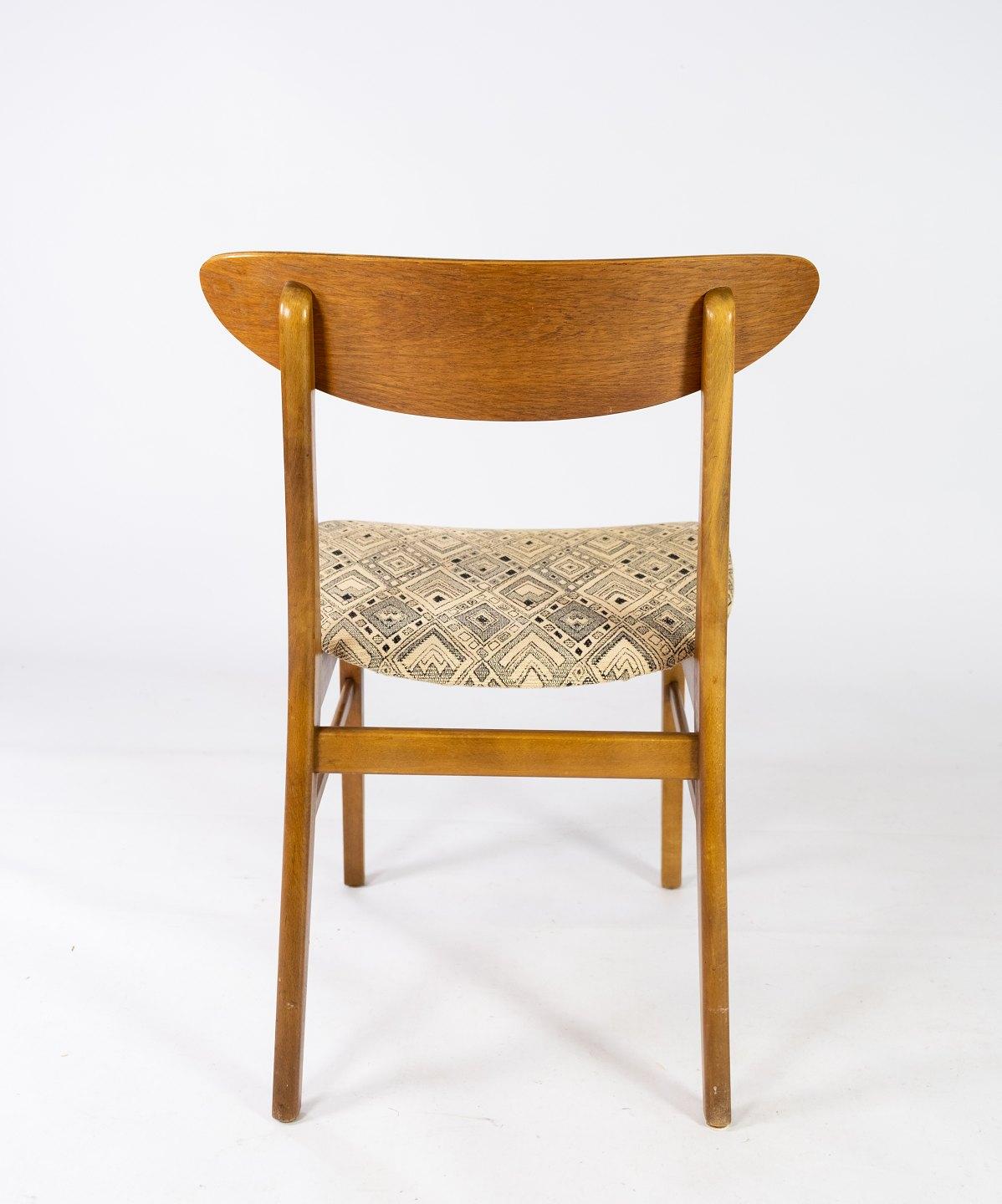 Fabric Scandinavian Modern Set of Six Dining Room Chairs in Teak from the 1960s For Sale