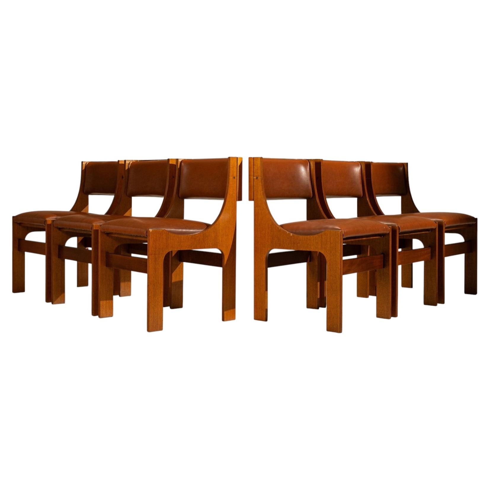 Set of Six Dining Room Chairs Model 273 by Franco Asnaghi, Italy 1966