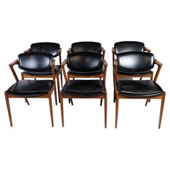 Set of Six Dining Room Chairs, Model 42, Designed by Kai Kristiansen