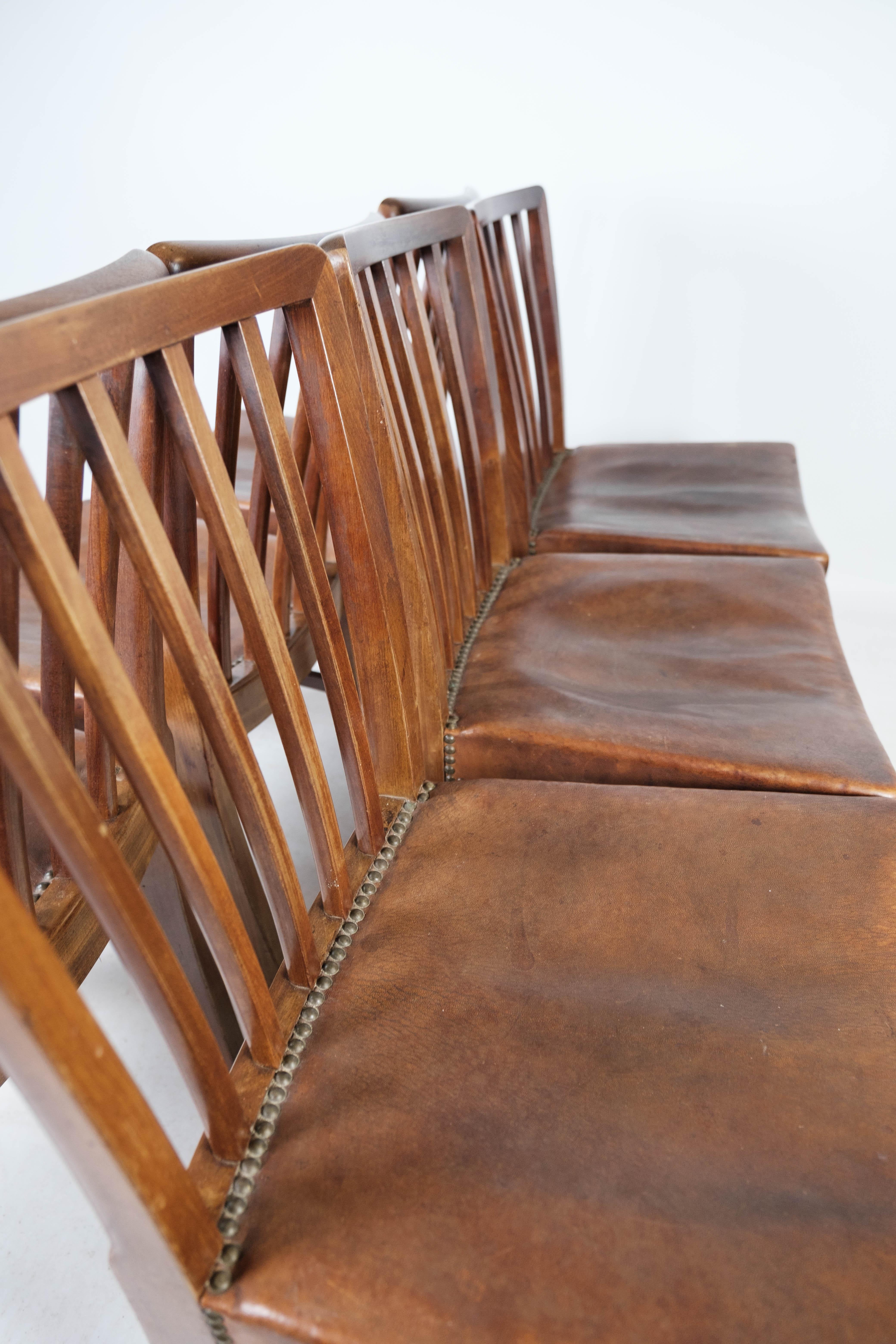 Set of Six Dining Room Chairs of Mahogany by Fritz Hansen, 1940s 2