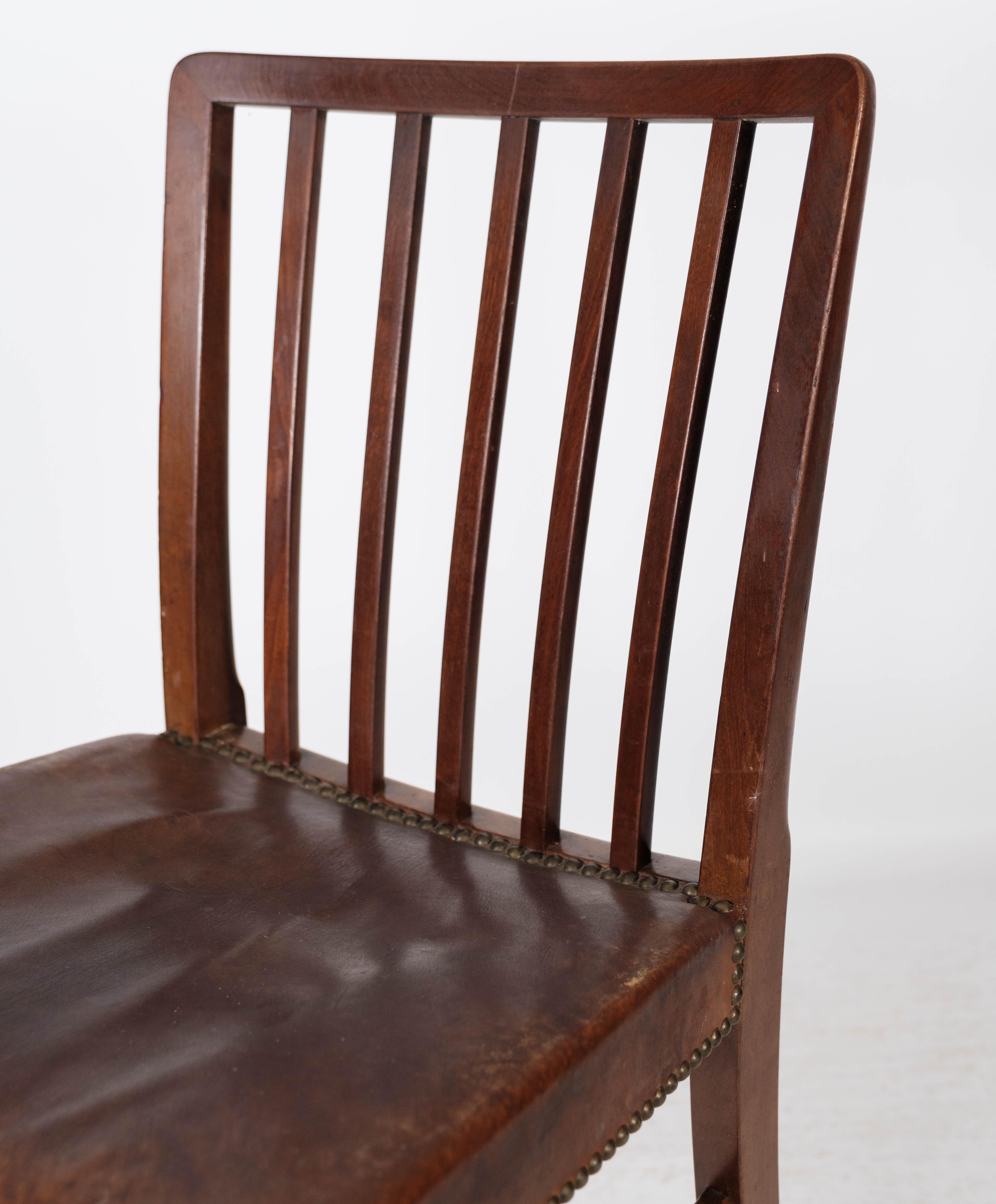 Set of Six Dining Room Chairs of Mahogany by Fritz Hansen, 1940s 4