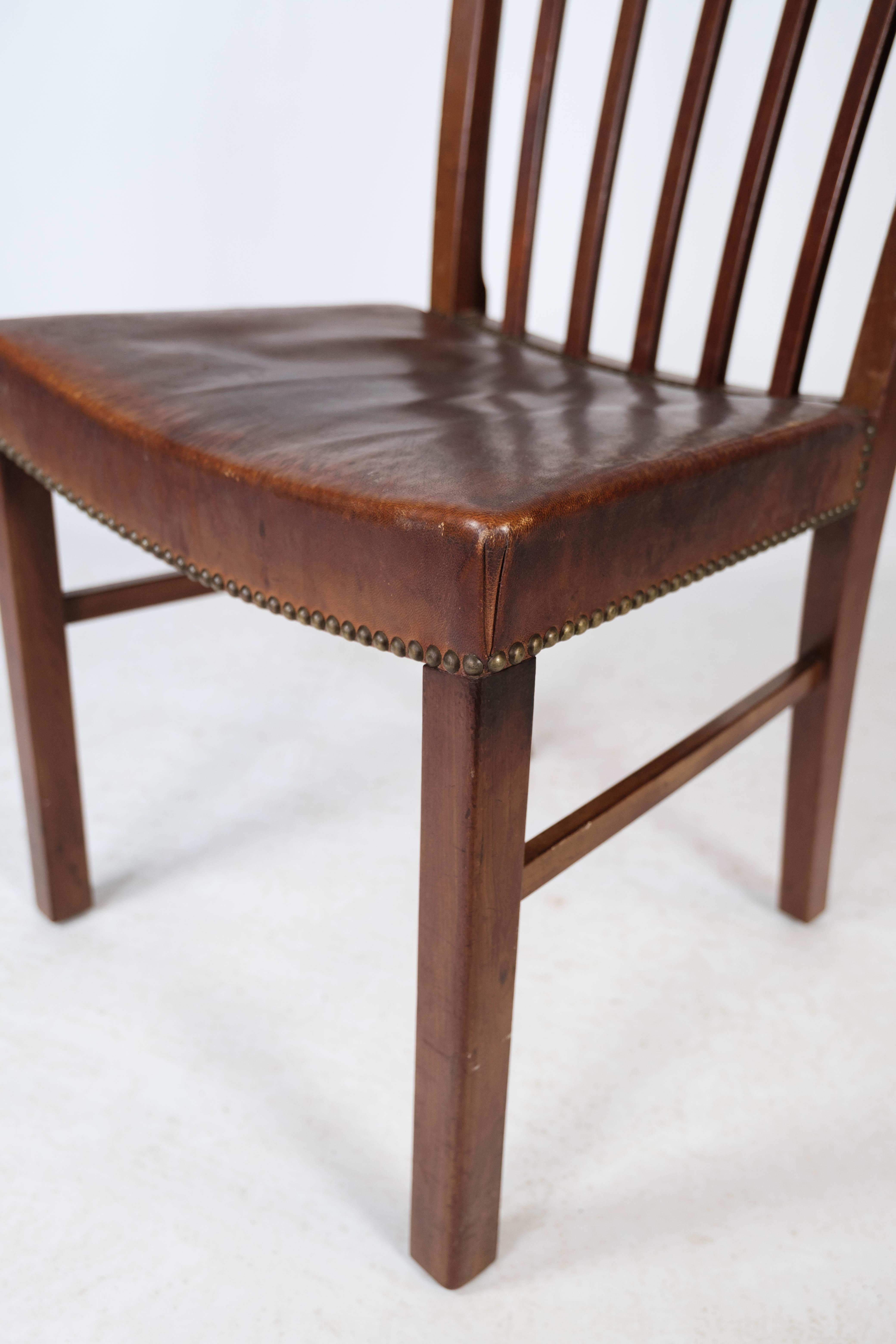 Set of Six Dining Room Chairs of Mahogany by Fritz Hansen, 1940s 5