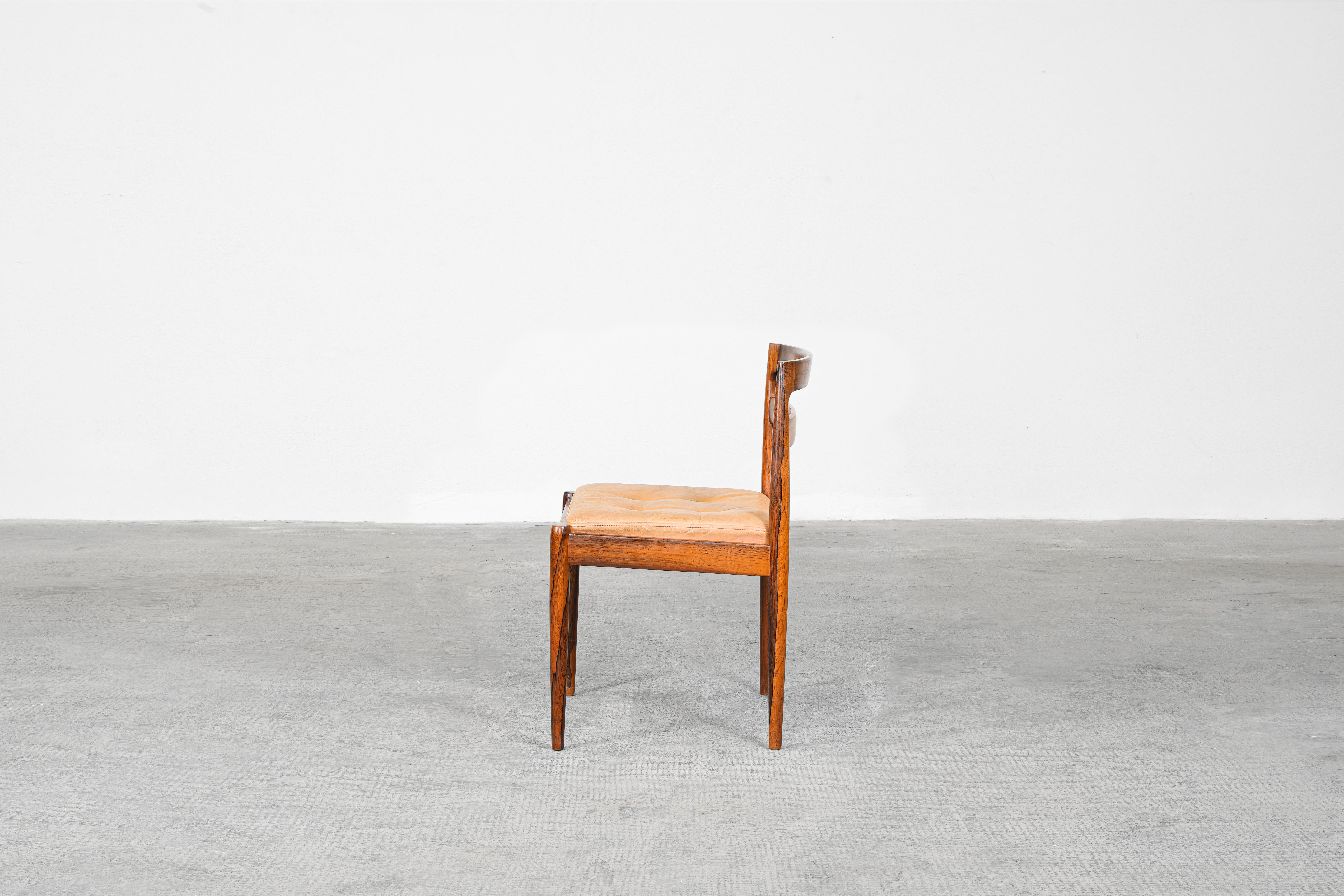 Set of Six Dining Side Chairs by Kai Kristiansen for Magnus Olesen, Denmark For Sale 3