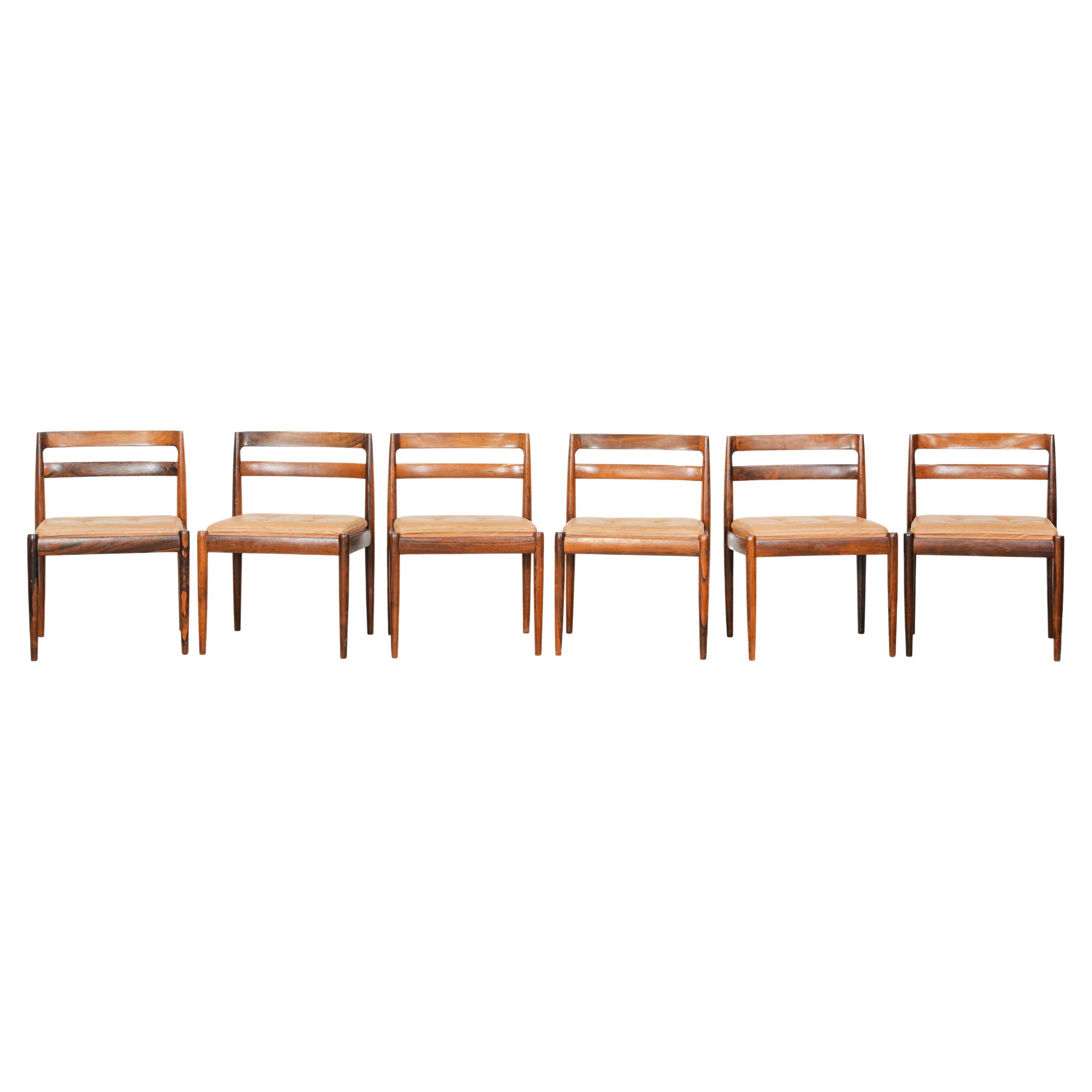 Set of Six Dining Side Chairs by Kai Kristiansen for Magnus Olesen, Denmark For Sale