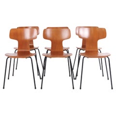 Set Of Six Dining T-Chairs Model "3103" By Arne Jacobsen For Fritz Hansen