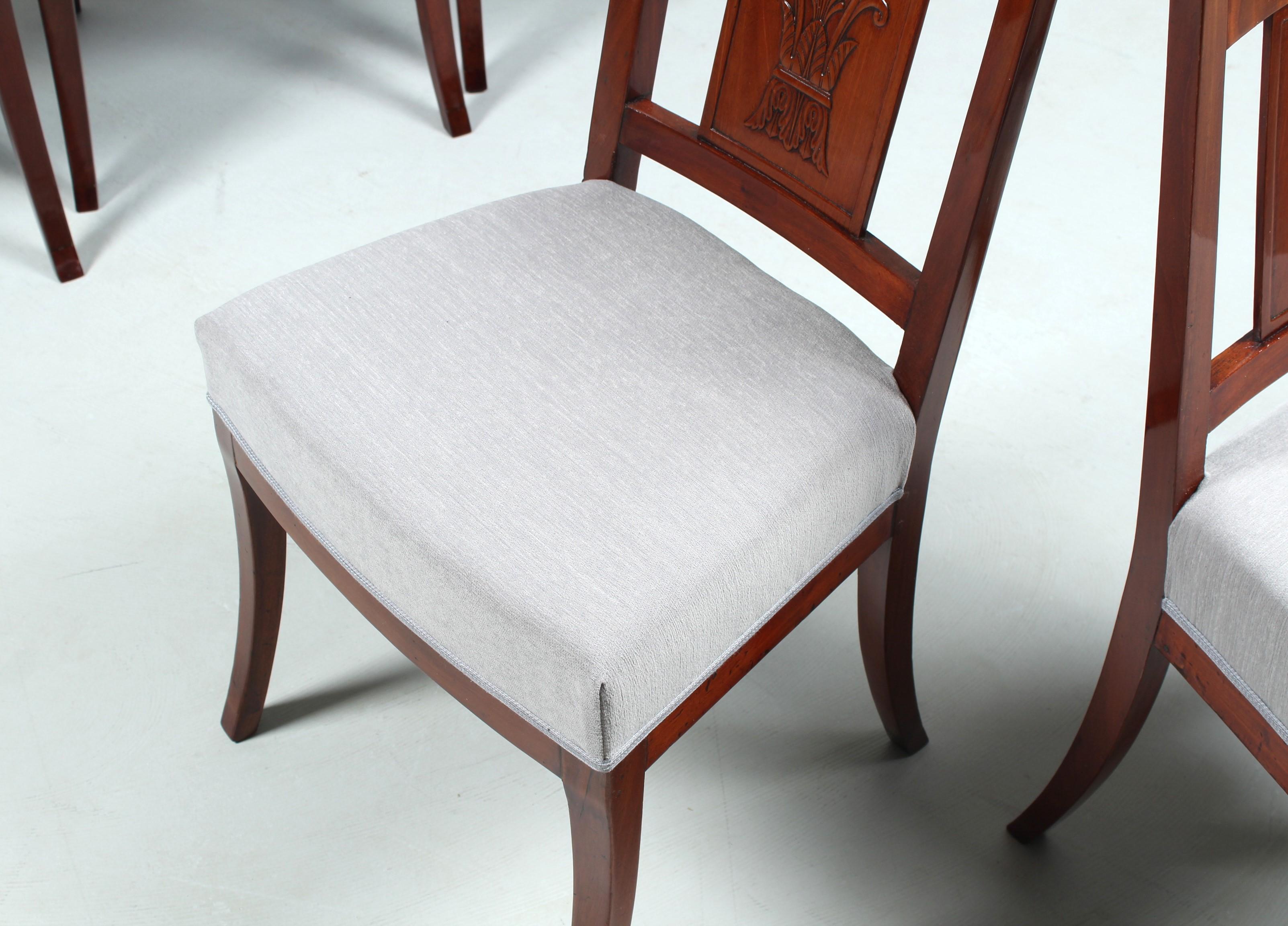 Wood Set of Six Directoire Dining Chairs, France, Early 19th Century For Sale
