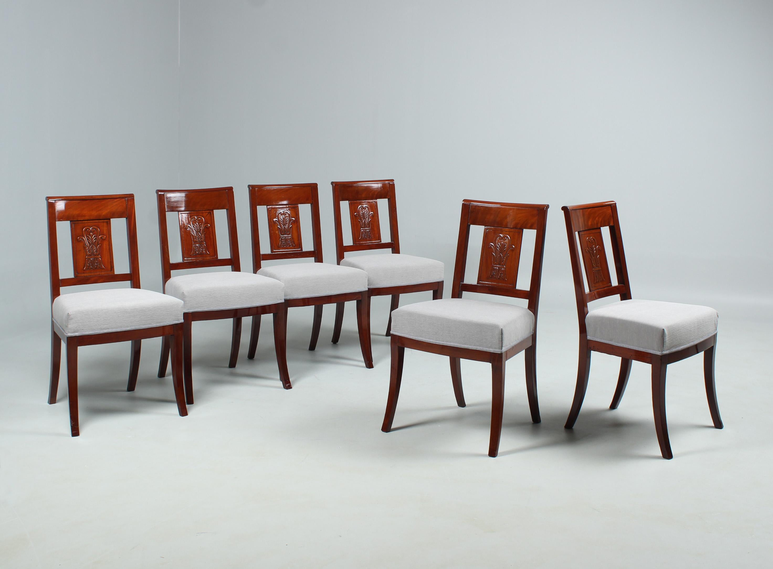 Set of Six Directoire Dining Chairs, France, Early 19th Century For Sale 4