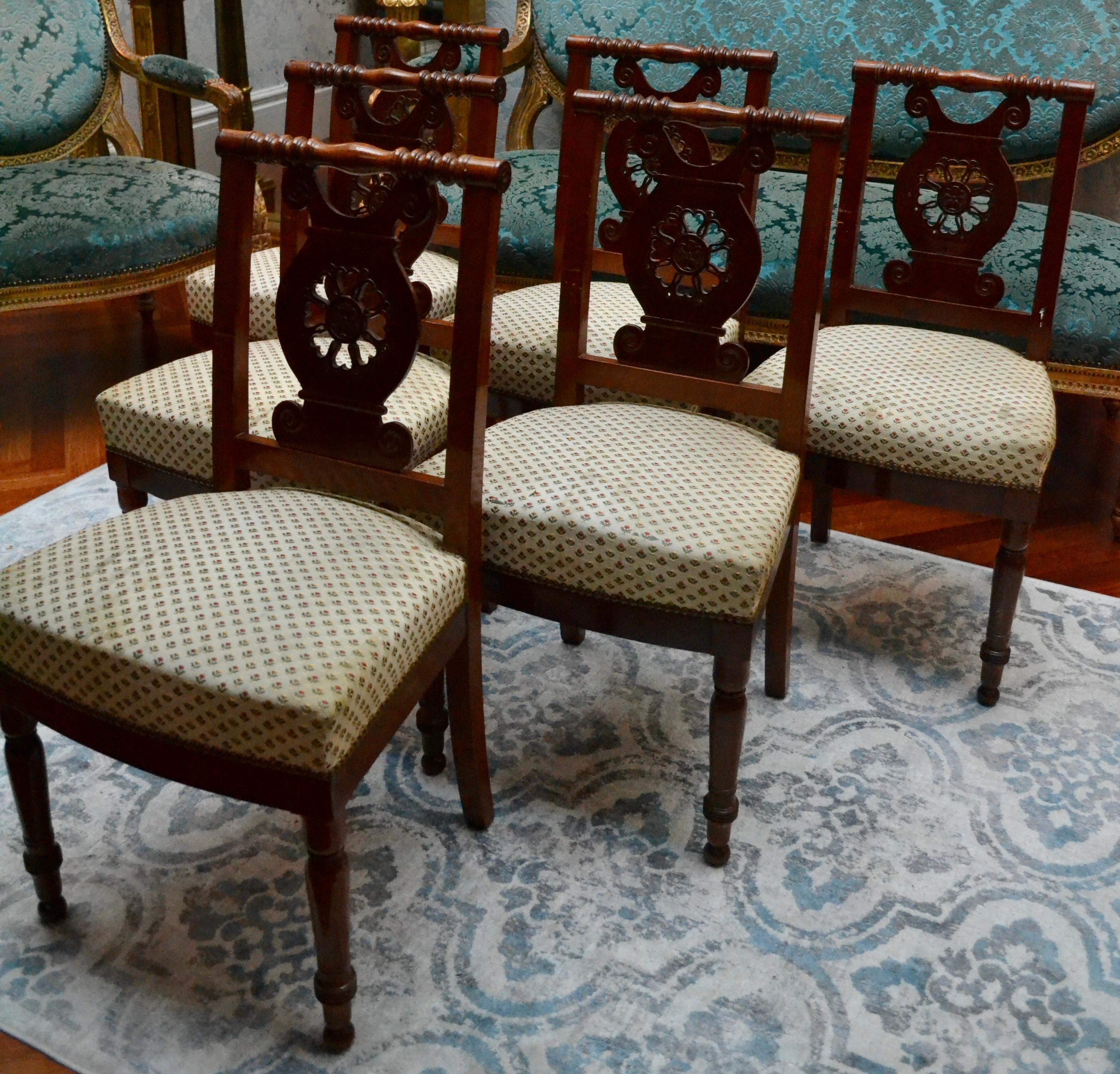 Set of Six Directoire Mahogany Dining Chairs Attributed to Georges Jacob For Sale 4