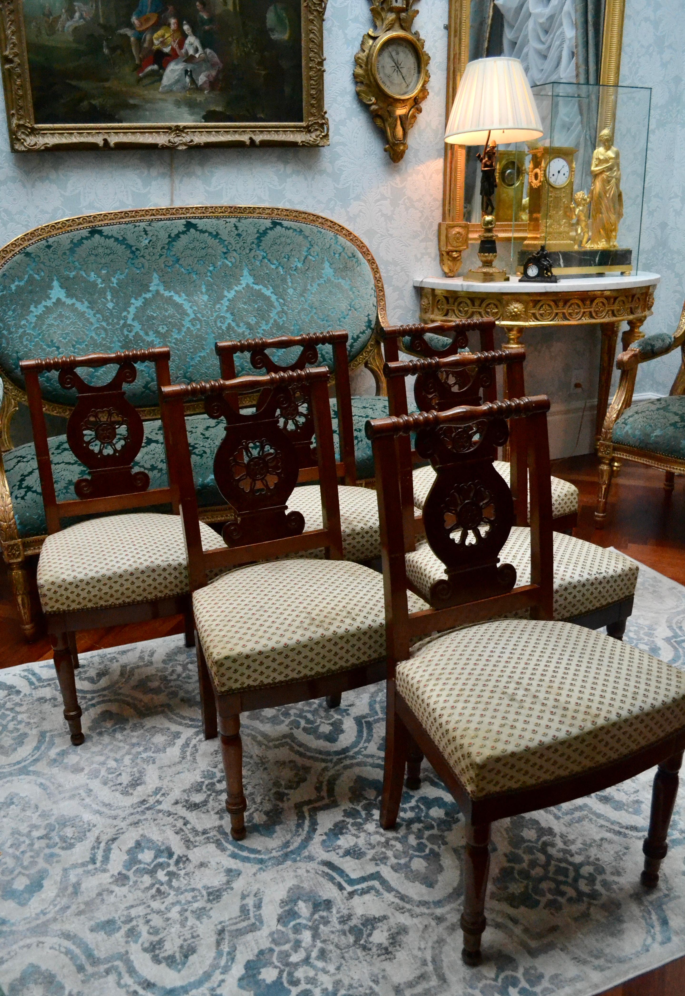 Set of Six Directoire Mahogany Dining Chairs Attributed to Georges Jacob For Sale 5