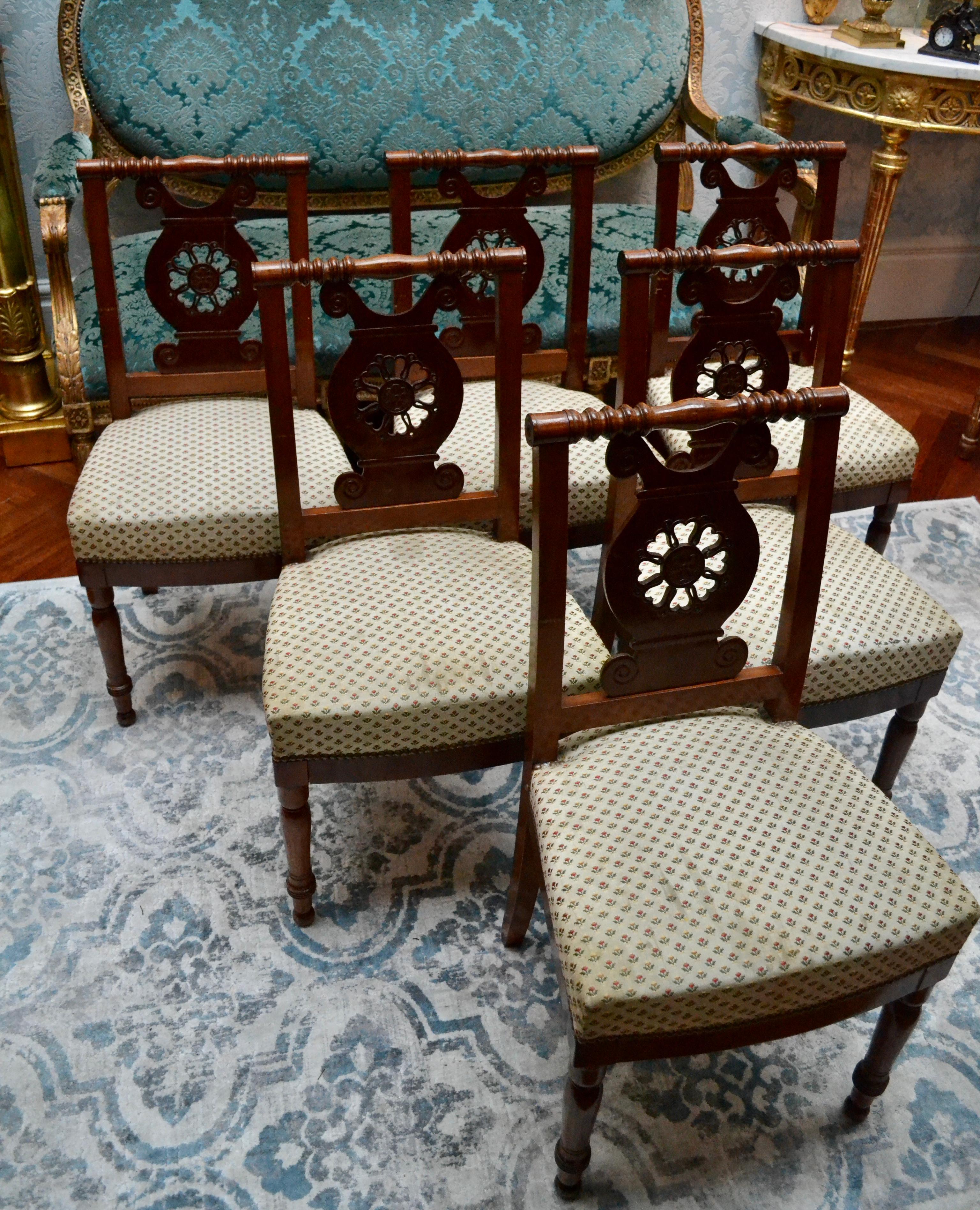 Set of Six Directoire Mahogany Dining Chairs Attributed to Georges Jacob For Sale 2