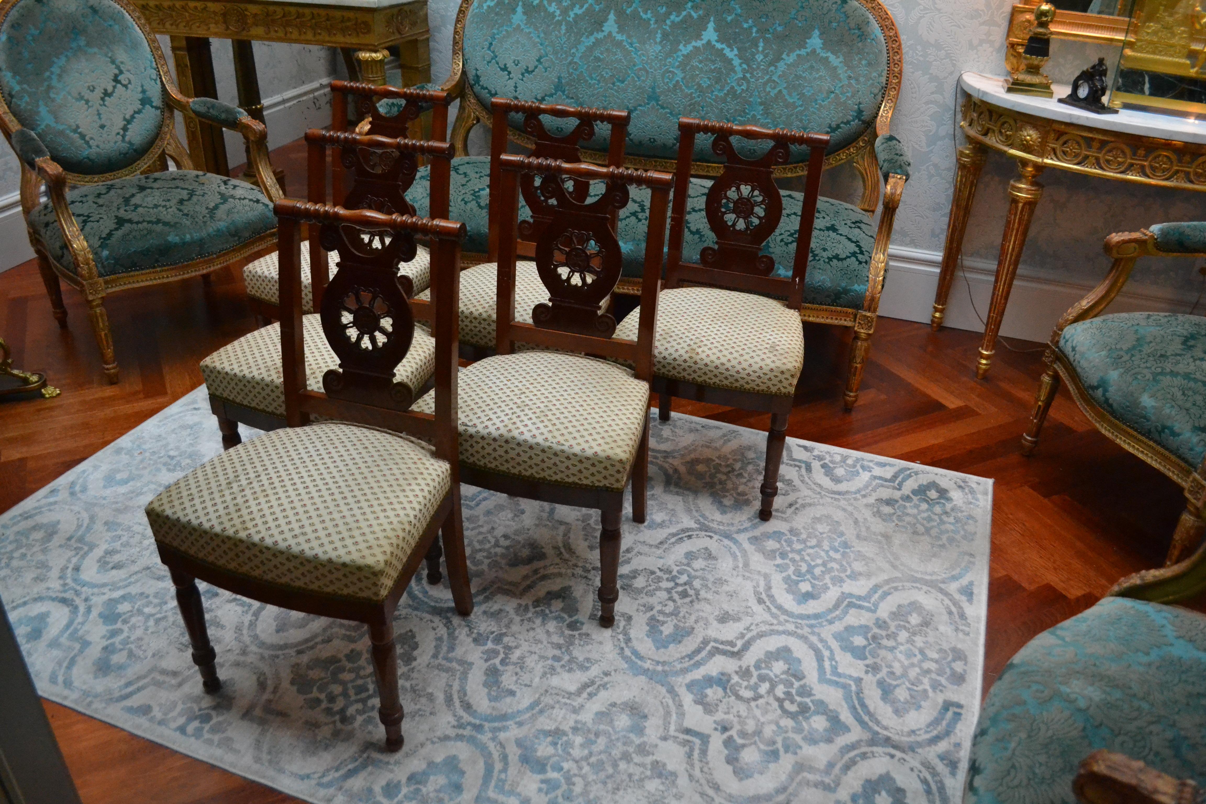 Set of Six Directoire Mahogany Dining Chairs Attributed to Georges Jacob For Sale 3
