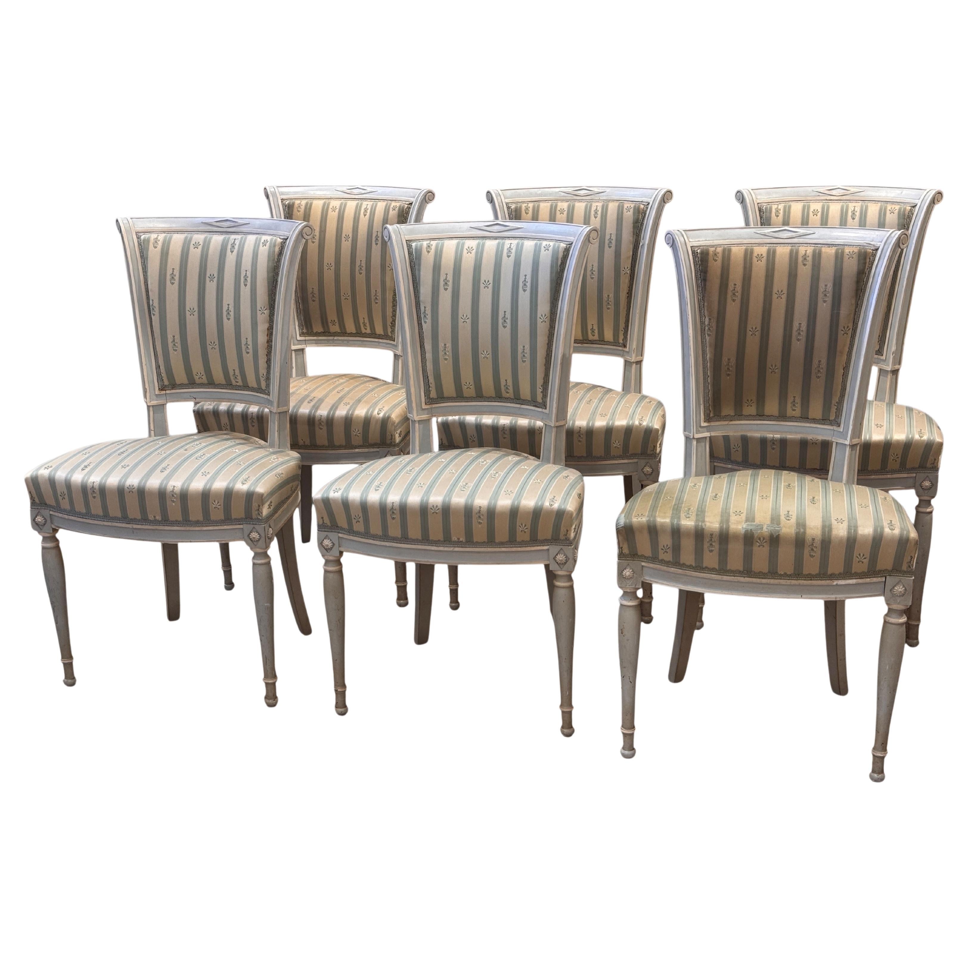 Set di sei sedie da pranzo in stile Direttorio