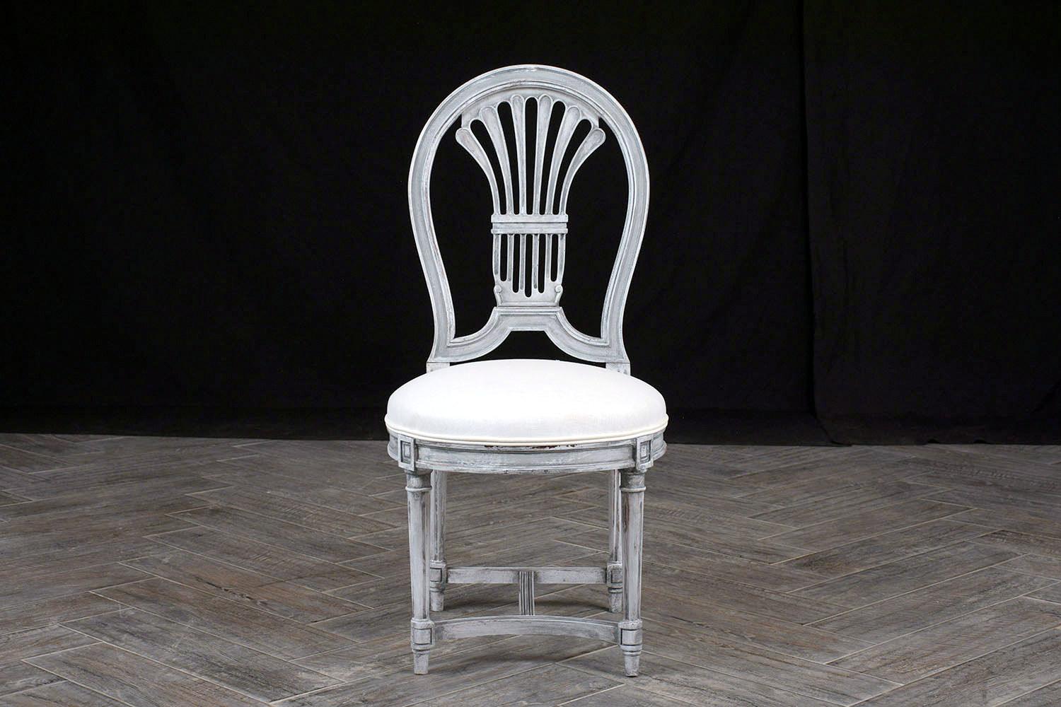 Carved Set of Six Swedish Gustavian Style Dining Chairs