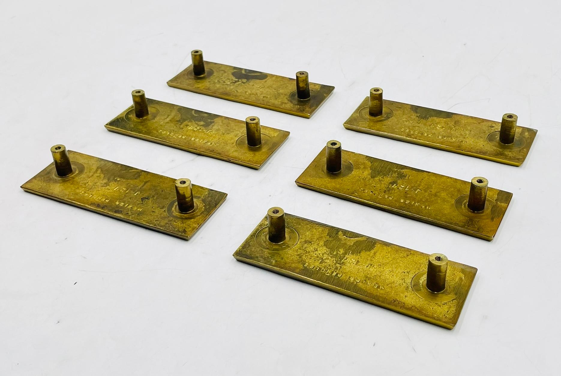 Ensemble de six poignées de porte en laiton et coquille d'ormeau par Peñoles, Mexique, années 1950 en vente 6