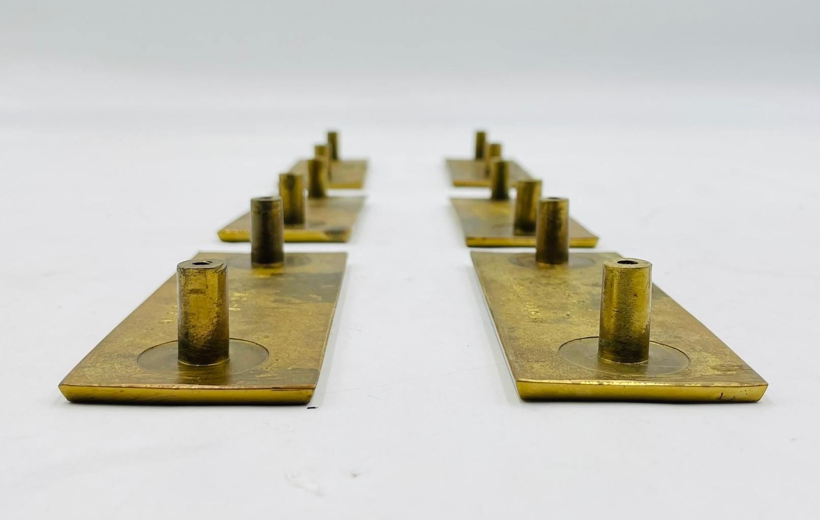 Ensemble de six poignées de porte en laiton et coquille d'ormeau par Peñoles, Mexique, années 1950 en vente 8
