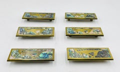 Satz von sechs Türgriffen aus Messing und Abalone-Muschel von Peñoles, Mexiko 1950er Jahre