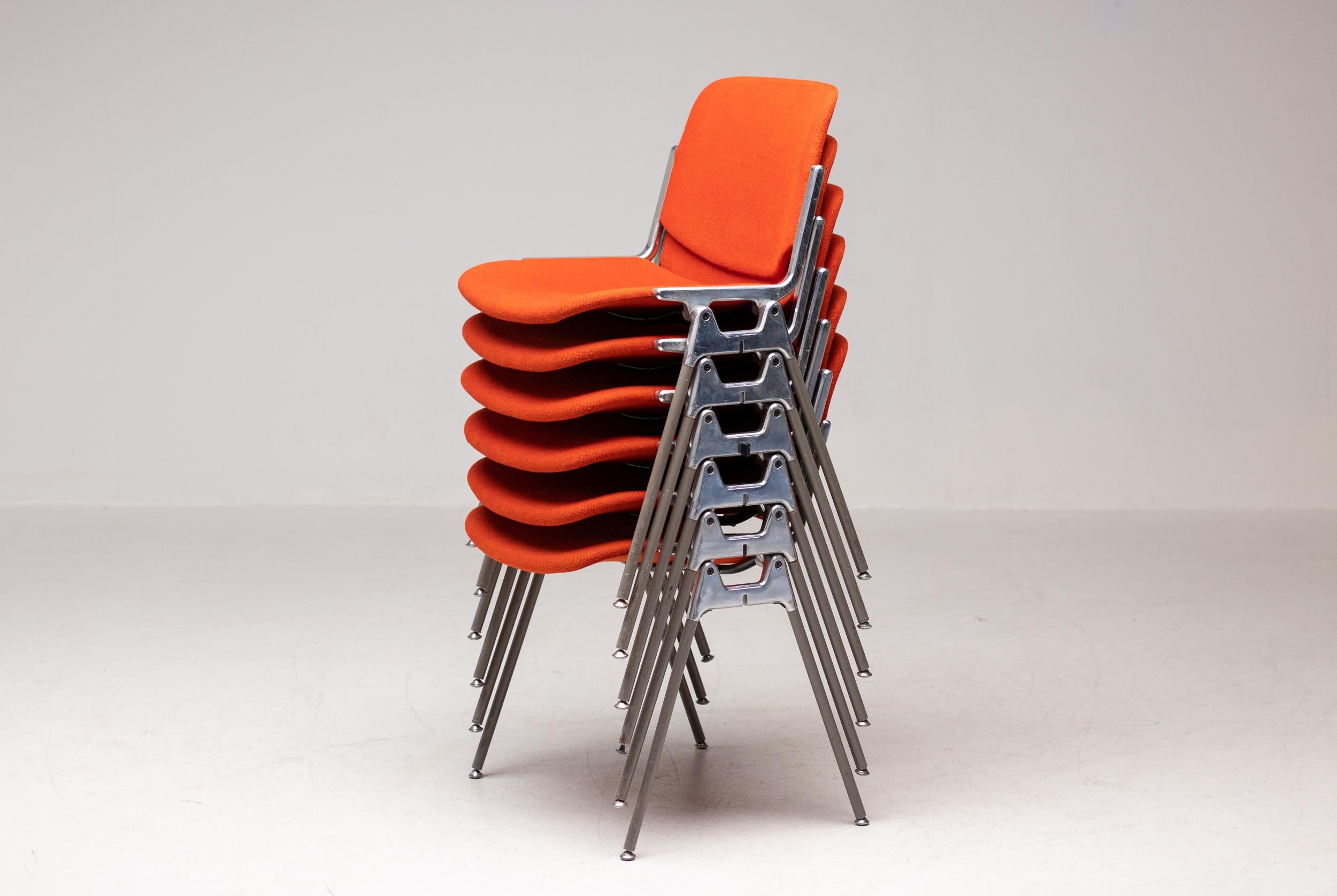 Aluminum Set of Six DSC 106 Chairs by Giancarlo Piretti for Anonima Castelli, Italy