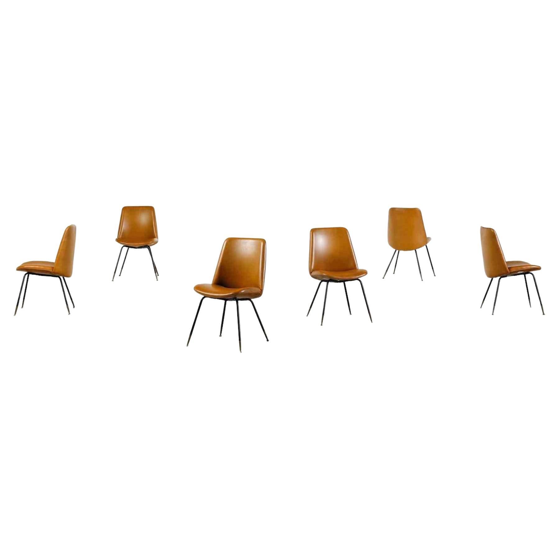Set of Six Du2 Chairs by Gastone Rinaldi for Rima, Italy 1960s For Sale