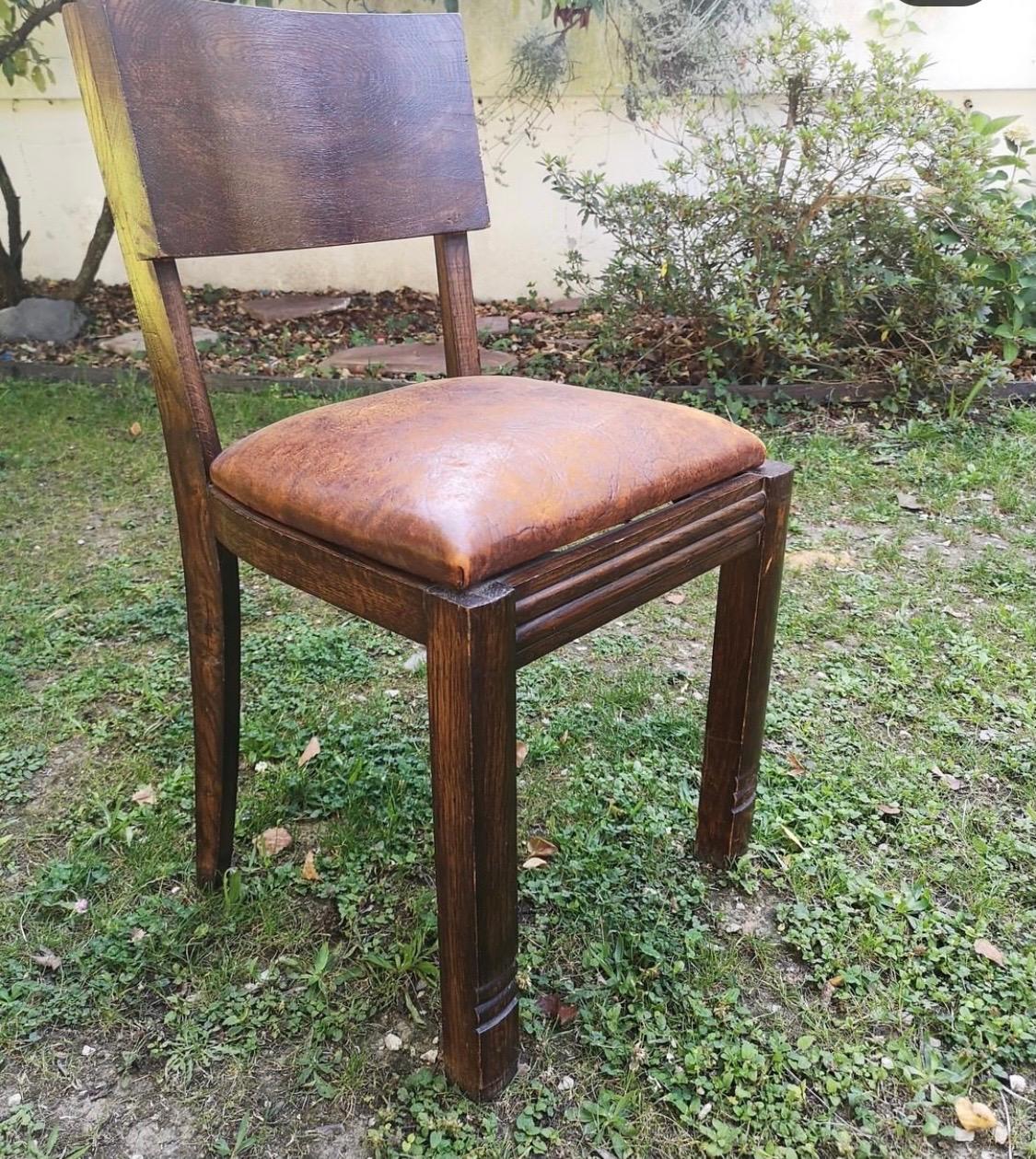 Set of Six Dudouyt Chairs In Good Condition For Sale In Saint-Ouen, FR
