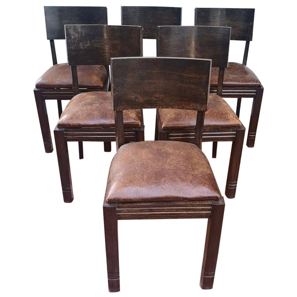 Ensemble de six chaises Dudouyt