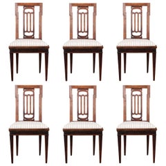 Antique Set of Six Dutch 19th Century Walnut Dining Chairs