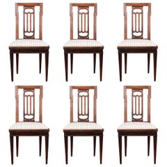 Antique Set of Six Dutch 19th Century Walnut Dining Chairs