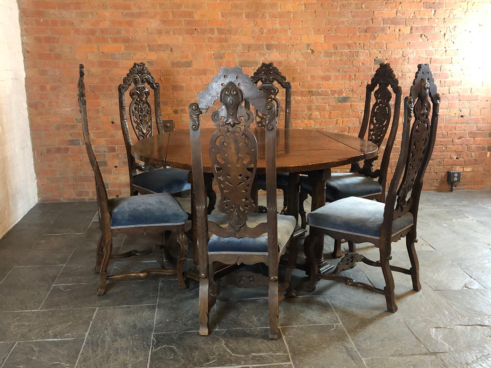 Set of Six Dutch Baroque style side Chairs For Sale 4
