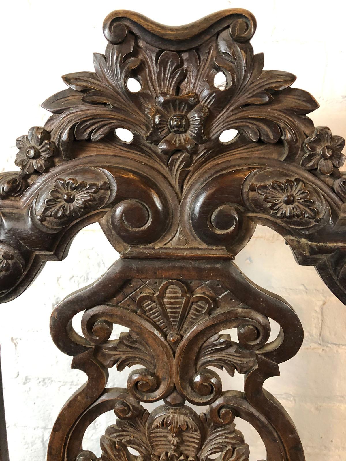Set of Six Dutch Baroque style side Chairs For Sale 5