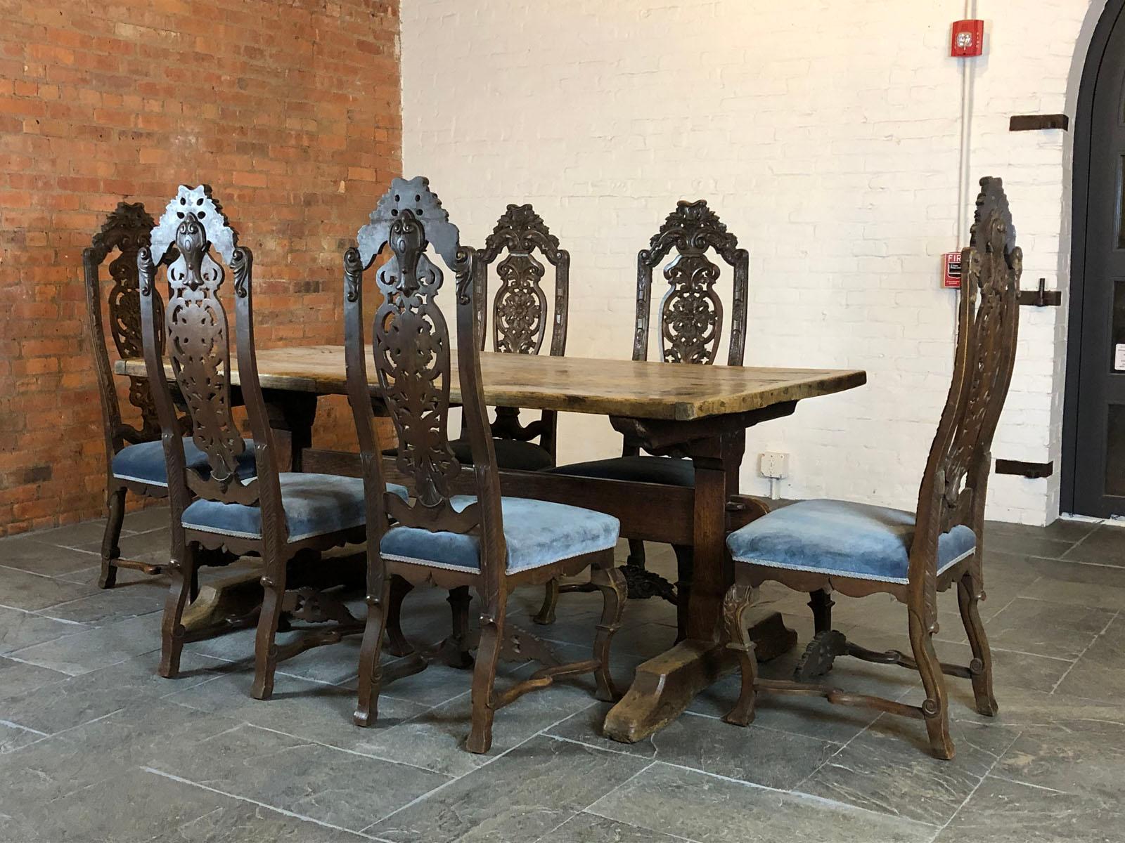 Set of Six Dutch Baroque style side Chairs For Sale 1
