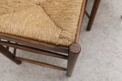Set of Six Dutch Ladder Back Dining Chairs with Rush Seats