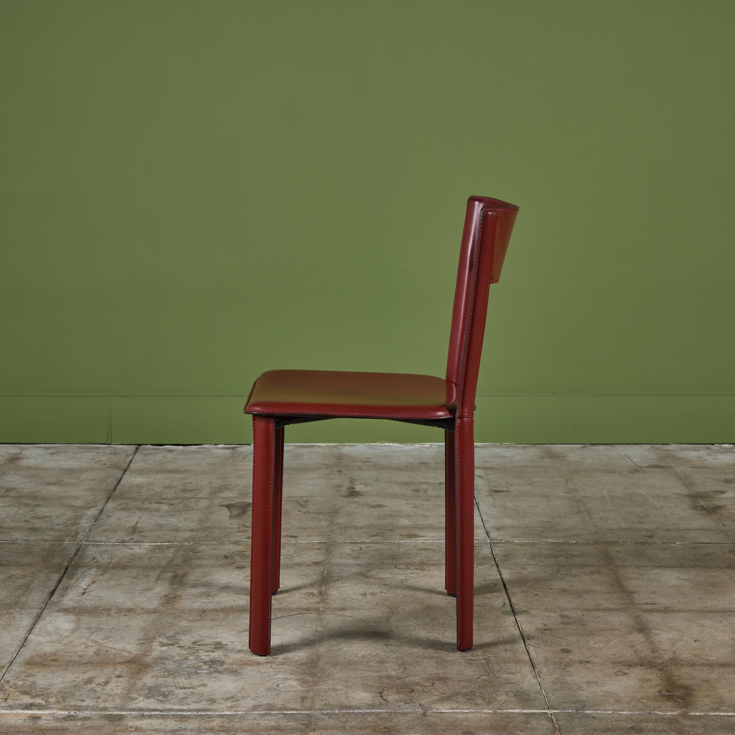 Set of Six DWR Allegro Red Leather Dining Chairs 3