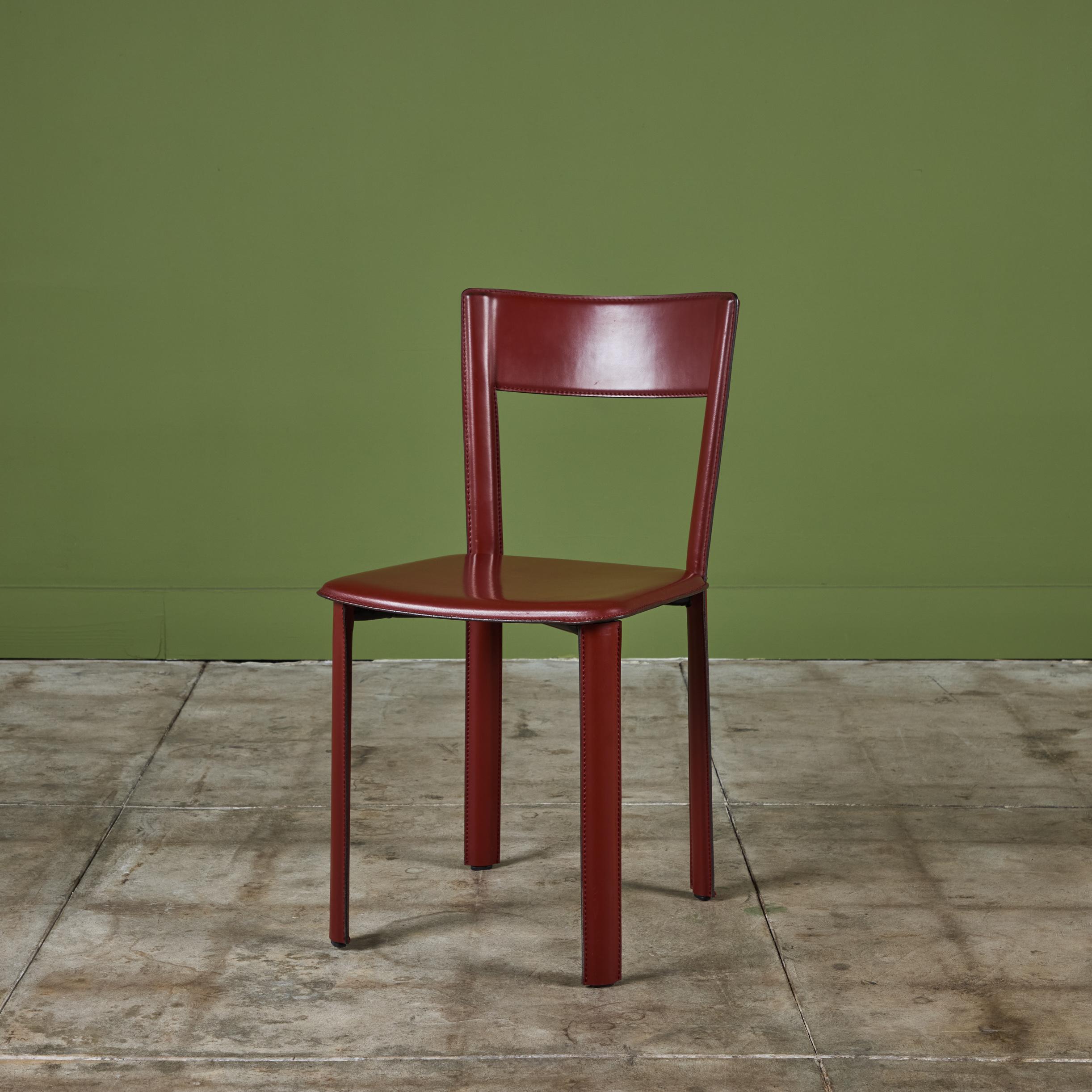 Set of Six DWR Allegro Red Leather Dining Chairs 4