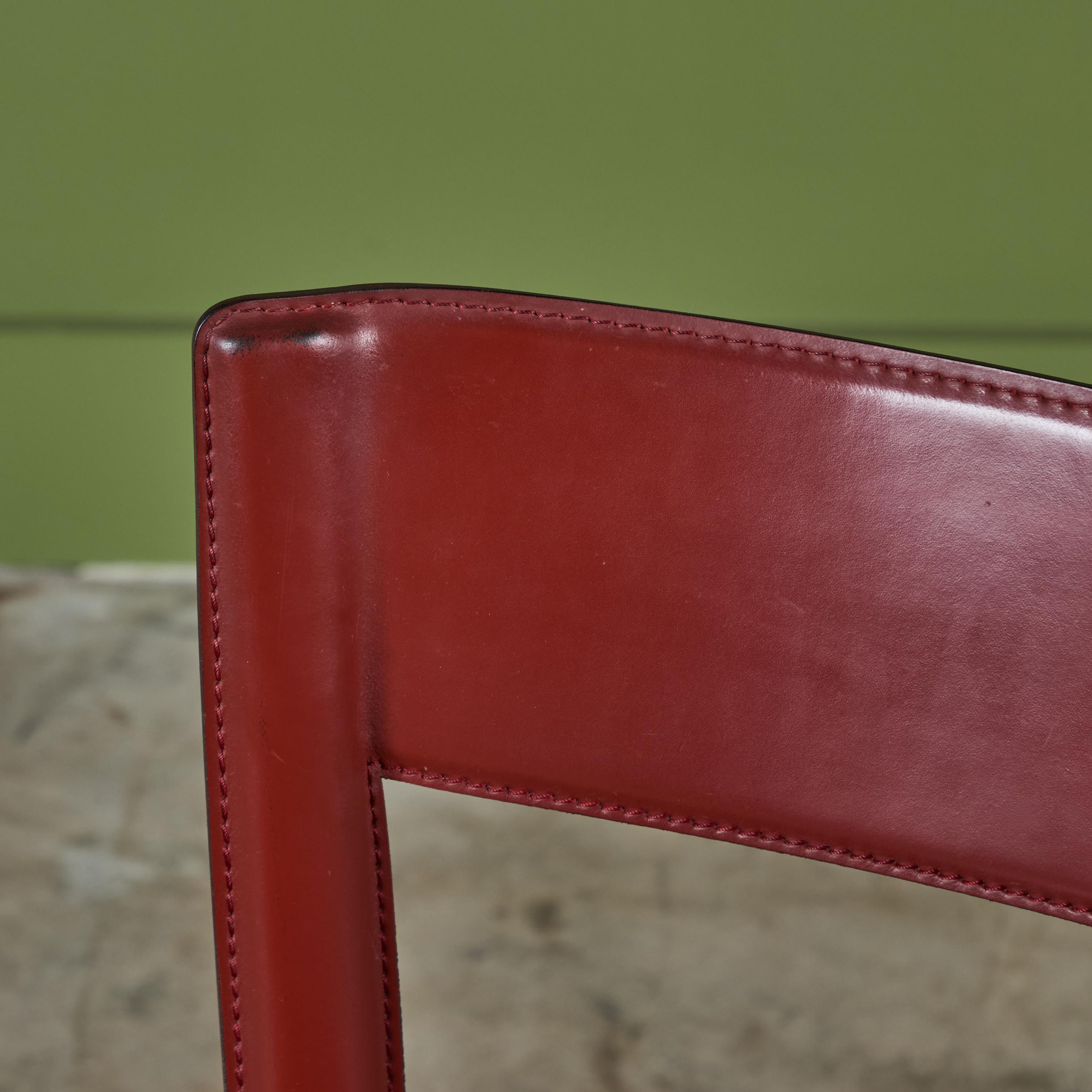 Set of Six DWR Allegro Red Leather Dining Chairs 5